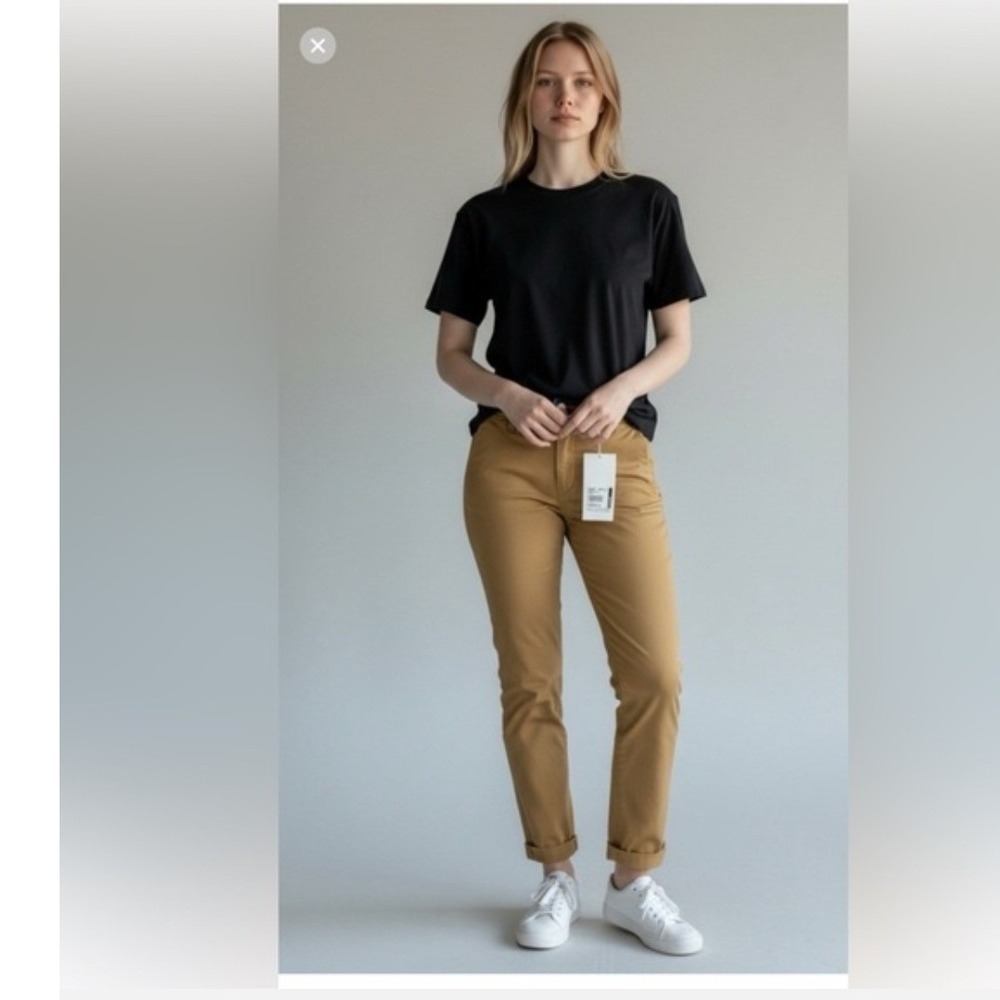 Wildfang The Essential Trouser Mustard Tan Stretch Cotton Chino Pants WP4500X 18